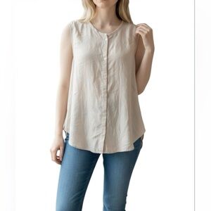 Unsubscribed Silk Tank Top Pale Pink Peach Silk Button Up Small NEW Style 1895